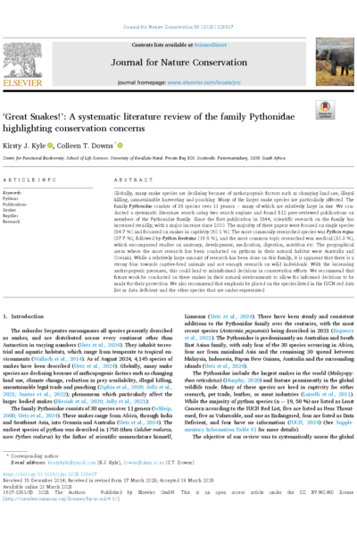 ‘Great Snakes!’: A systematic literature review of the family Pythonidae highlighting conservation concerns