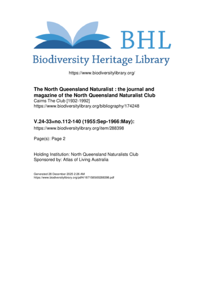 The North Queensland Naturalist : the journal and magazine of the North Queensland Naturalist Club - Woma excerpt