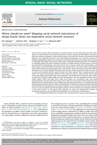 Where should we meet? Mapping social network interactions of sleepy lizards shows sex-dependent social network structure