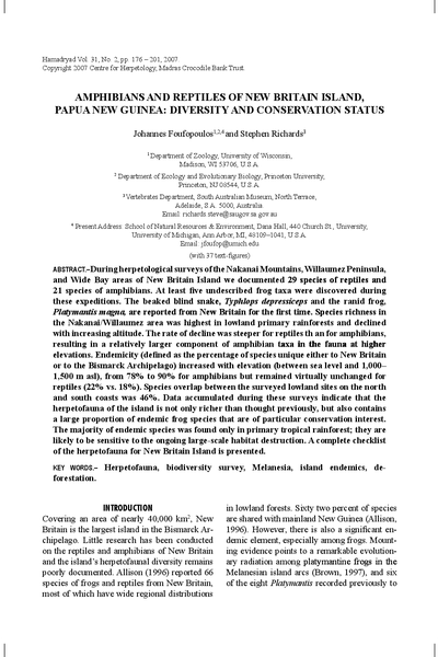 Amphibians and Reptiles of New Britain Island, Papua New Guinea: diversity and conservation status
