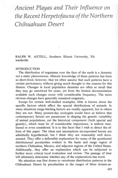 Ancient Playas and Their Influence on the Recent Herpetofauna of the Northern Chihuahuan Desert