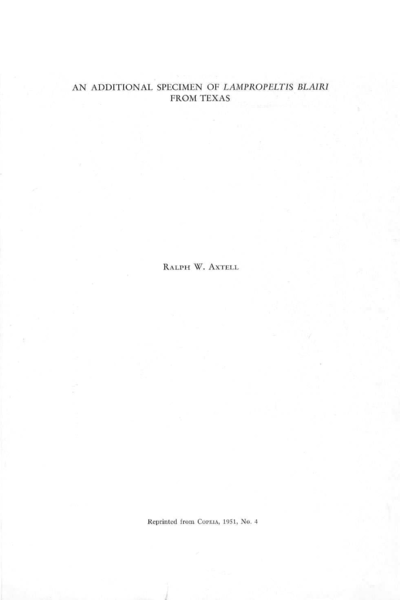 An Additional Specimen of Lampropeltis blairi from Texas