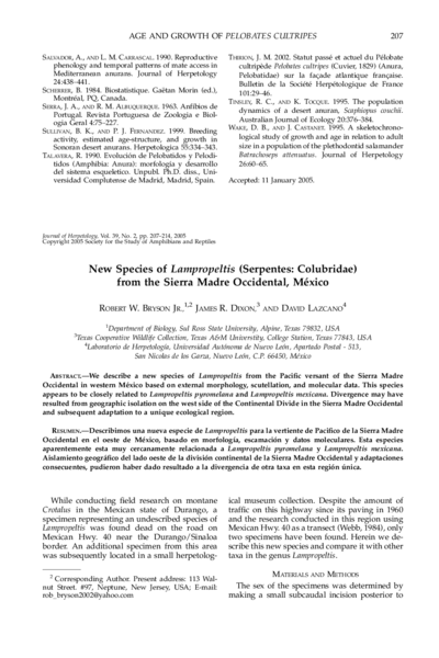 New Species of Lampropeltis (Serpentes: Colubridae) from the Sierra Madre Occidental, México