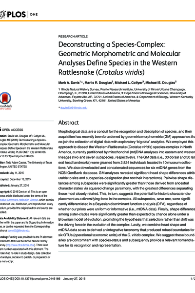 Deconstructing a Species-Complex: Geometric Morphometric and Molecular Analyses Define Species in the Western Rattlesnake (Crotalus viridis)