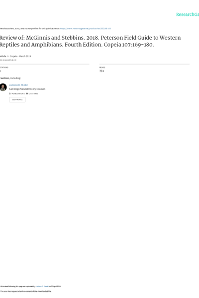 Review of: McGinnis and Stebbins. 2018. Peterson Field Guide to Western Reptiles and Amphibians. Fourth Edition.