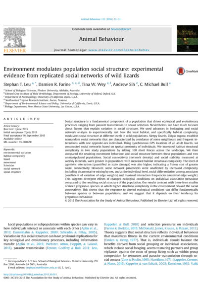 Environment modulates population social structure: experimental evidence from replicated social networks of wild lizards