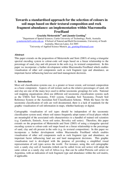 Towards a standardised approach for the selection of colours in soil maps based on their textural composition and rock fragment abundance: an implementation within Macromedia FreeHand