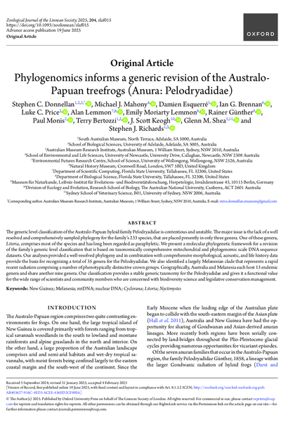 Phylogenomics informs a generic revision of the Australo-Papuan treefrogs (Anura: Pelodryadidae)