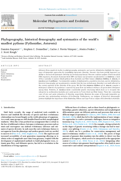 Phylogeography, historical demography and systematics of the world’s smallest pythons (Pythonidae, Antaresia)