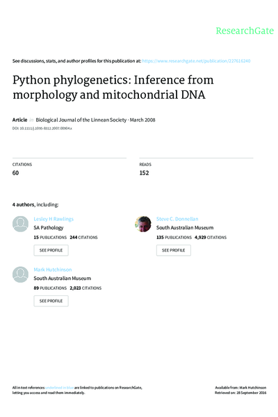 Python phylogenetics: inference from morphology and mitochondrial DNA