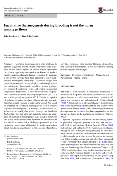 Facultative thermogenesis during brooding is not the norm among pythons