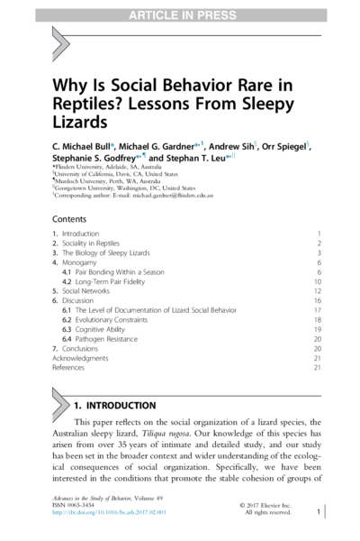 Why Is Social Behavior Rare in Reptiles? Lessons From Sleepy Lizards