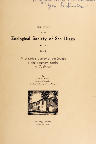 A statistical survey of the snakes of the southern border of California