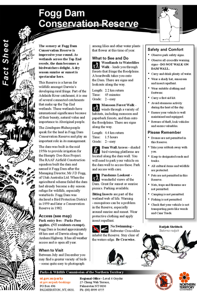 Fogg Dam Conservation Reserve fact sheet