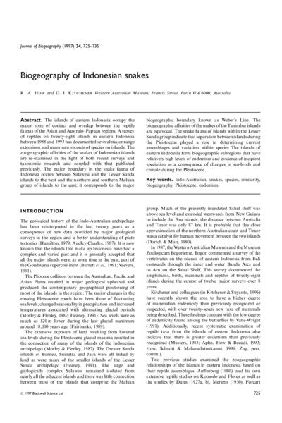 Biogeography of Indonesian snakes