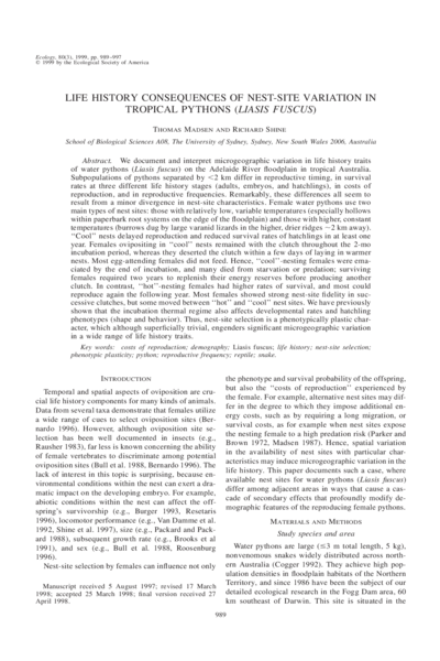 Life history consequences of nest-site variation in tropical pythons (Liasis fuscus)