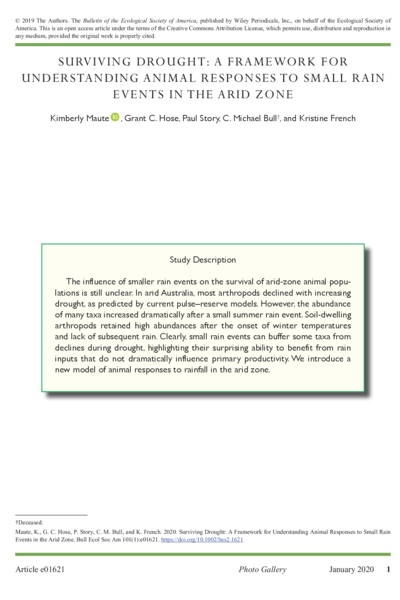 Surviving Drought: A Framework for Understanding Animal Responses to Small Rain Events in the Arid Zone - addendum