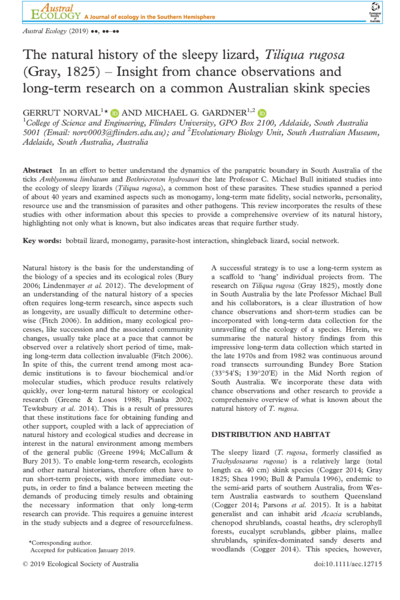 The natural history of the sleepy lizard, Tiliqua rugosa (Gray, 1825) – Insight from chance observations and long‐term research on a common Australian skink species