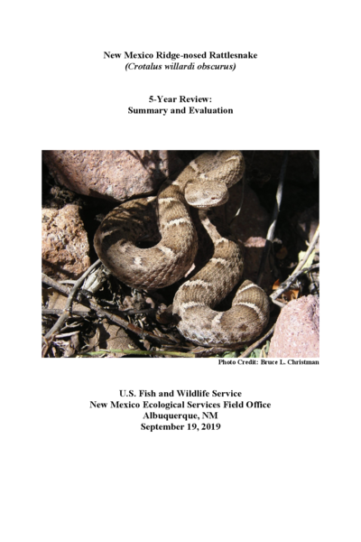 New Mexican ridge-nosed rattlesnake 5-Year Review