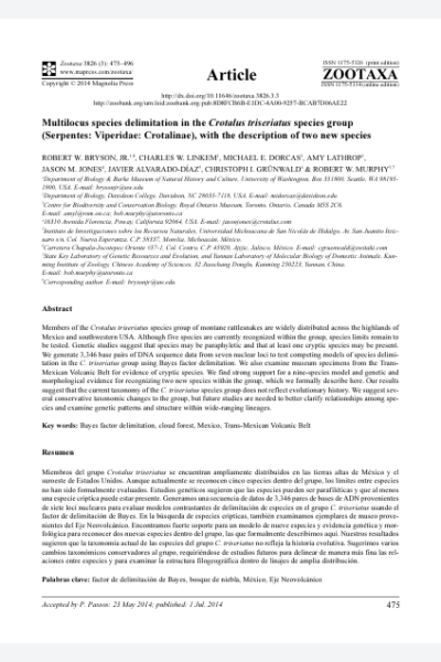 Multilocus species delimitation in the Crotalus triseriatus species group (Serpentes: Viperidae: Crotalinae), with the description of two new species