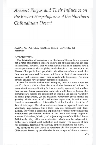 Ancient Playas and Their Influence on the Recent Herpetofauna of the Northern Chihuahuan Desert