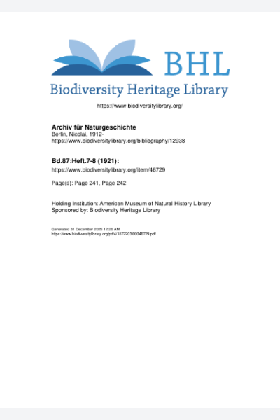 Archiv für Naturgeschichte