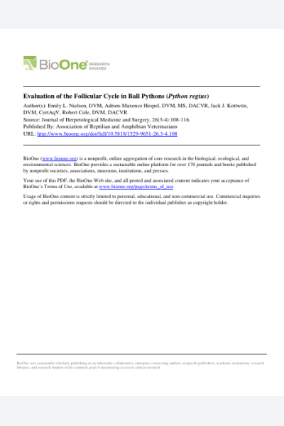 Evaluation of the Follicular Cycle in Ball Pythons (Python regius)