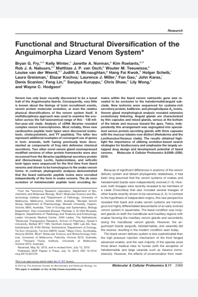 Functional and Structural Diversification of the Anguimorpha Lizard Venom System