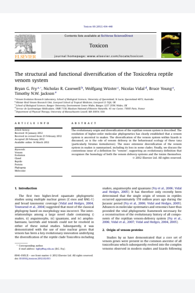 The structural and functional diversification of the Toxicofera reptile venom system