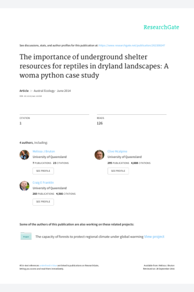 The importance of underground shelter resources for reptiles in dryland landscapes: A woma python case study