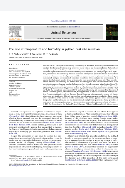 The role of temperature and humidity in python nest site selection