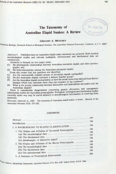 The taxonomy of Australian elapid snakes: a review
