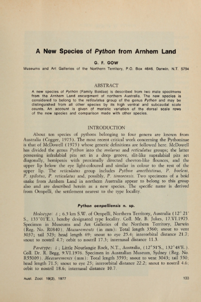 A new species of python from Arnhem Land