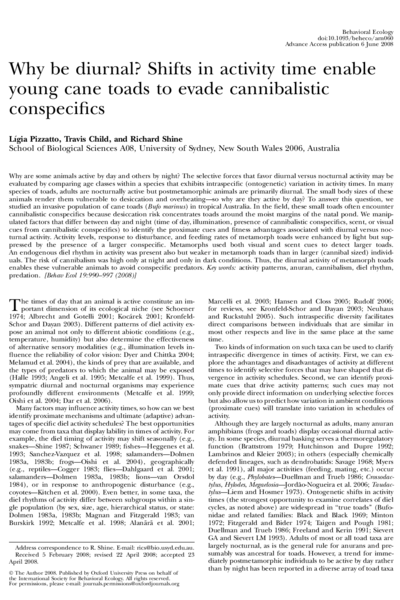 Why be diurnal? Shifts in activity time enable young cane toads to evade cannibalistic conspecifics