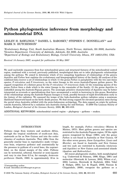 Python phylogenetics: inference from morphology and mitochondrial DNA