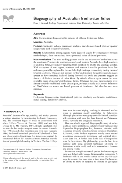 Biogeography of Australian freshwater fishes
